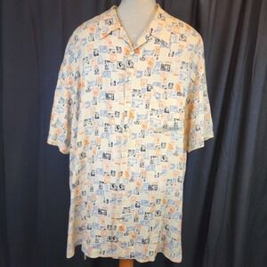 Cutter & Buck Short‎ Sleeve Button-Up 100% Silk 2XL Vacation